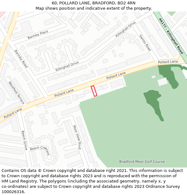 60, POLLARD LANE, BRADFORD, BD2 4RN: Location map and indicative extent of plot