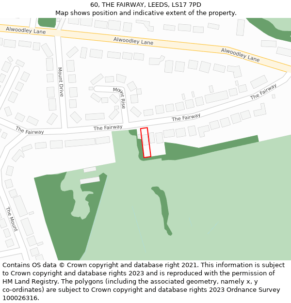60, THE FAIRWAY, LEEDS, LS17 7PD: Location map and indicative extent of plot