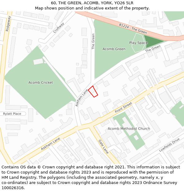 60, THE GREEN, ACOMB, YORK, YO26 5LR: Location map and indicative extent of plot