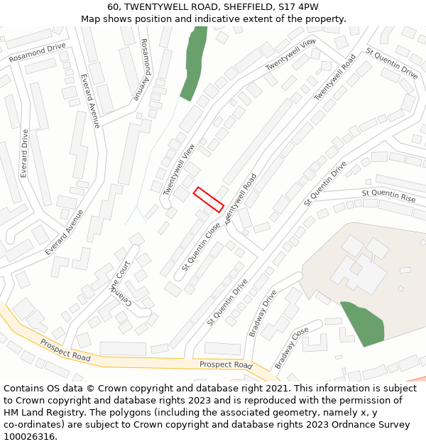 60, TWENTYWELL ROAD, SHEFFIELD, S17 4PW: Location map and indicative extent of plot
