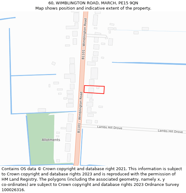 60, WIMBLINGTON ROAD, MARCH, PE15 9QN: Location map and indicative extent of plot