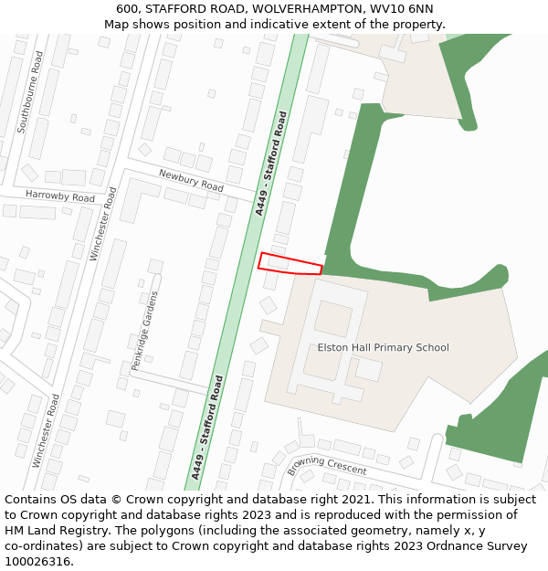 600, STAFFORD ROAD, WOLVERHAMPTON, WV10 6NN: Location map and indicative extent of plot