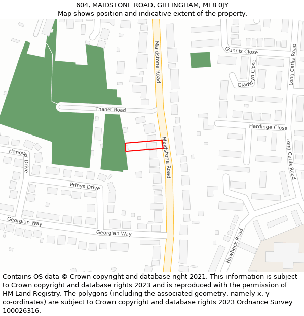 604, MAIDSTONE ROAD, GILLINGHAM, ME8 0JY: Location map and indicative extent of plot