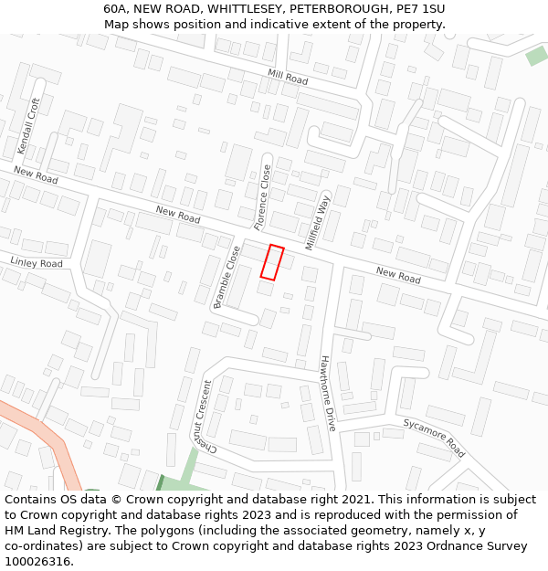 60A, NEW ROAD, WHITTLESEY, PETERBOROUGH, PE7 1SU: Location map and indicative extent of plot