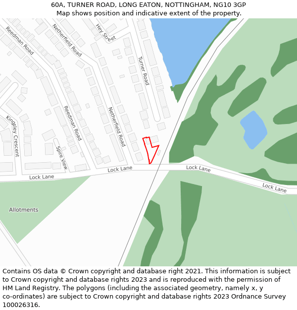 60A, TURNER ROAD, LONG EATON, NOTTINGHAM, NG10 3GP: Location map and indicative extent of plot
