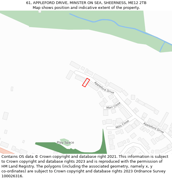 61, APPLEFORD DRIVE, MINSTER ON SEA, SHEERNESS, ME12 2TB: Location map and indicative extent of plot