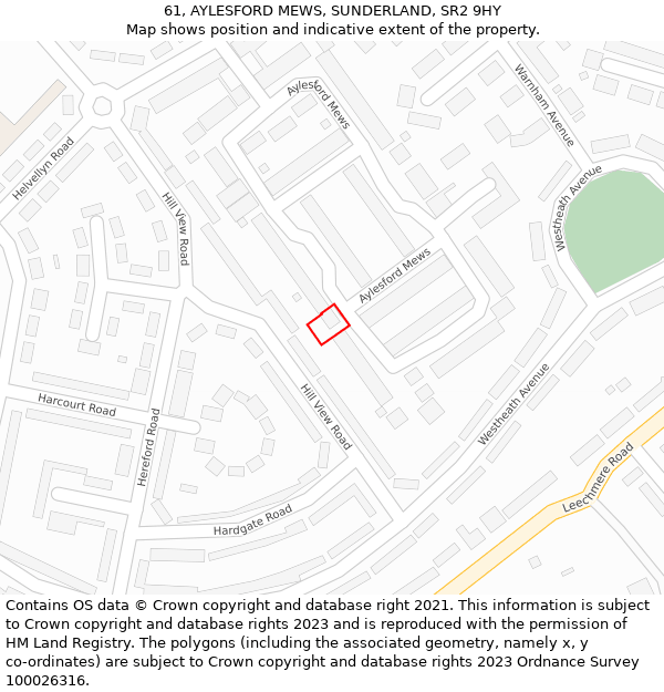 61, AYLESFORD MEWS, SUNDERLAND, SR2 9HY: Location map and indicative extent of plot