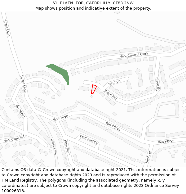 61, BLAEN IFOR, CAERPHILLY, CF83 2NW: Location map and indicative extent of plot