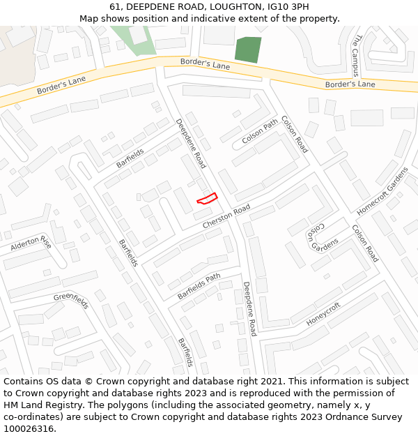 61, DEEPDENE ROAD, LOUGHTON, IG10 3PH: Location map and indicative extent of plot