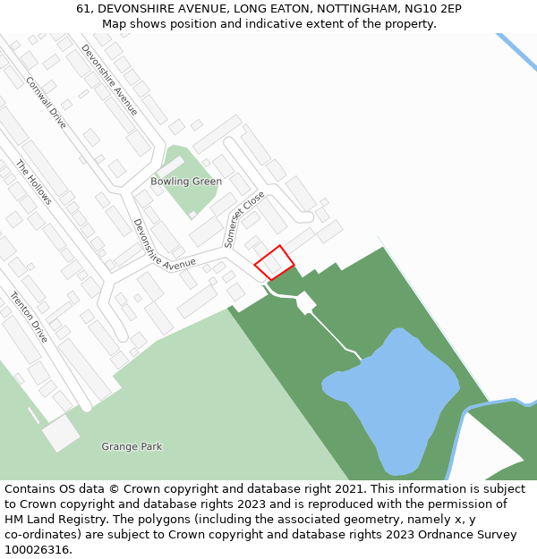 61, DEVONSHIRE AVENUE, LONG EATON, NOTTINGHAM, NG10 2EP: Location map and indicative extent of plot