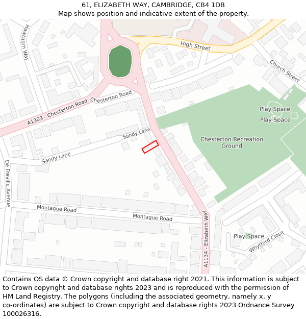 61, ELIZABETH WAY, CAMBRIDGE, CB4 1DB: Location map and indicative extent of plot