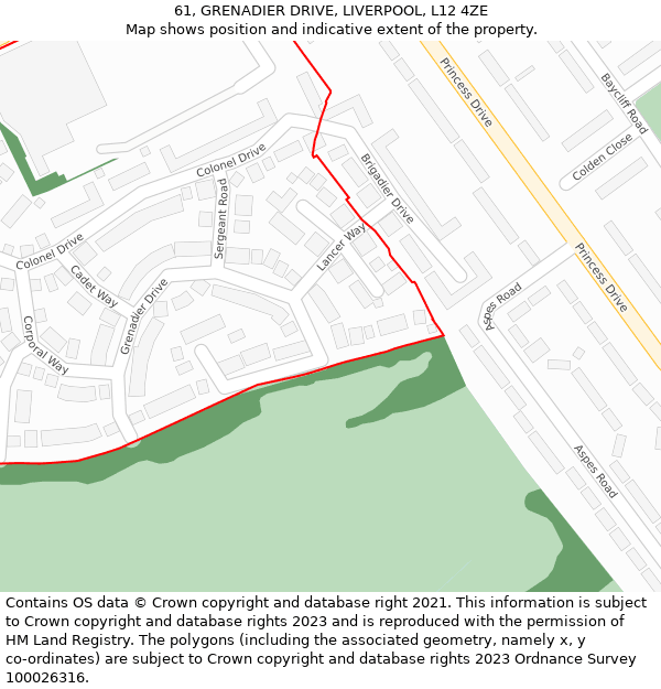 61, GRENADIER DRIVE, LIVERPOOL, L12 4ZE: Location map and indicative extent of plot