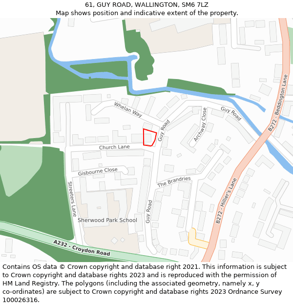 61, GUY ROAD, WALLINGTON, SM6 7LZ: Location map and indicative extent of plot
