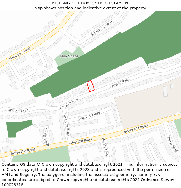 61, LANGTOFT ROAD, STROUD, GL5 1NJ: Location map and indicative extent of plot