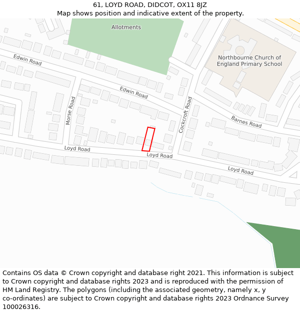 61, LOYD ROAD, DIDCOT, OX11 8JZ: Location map and indicative extent of plot