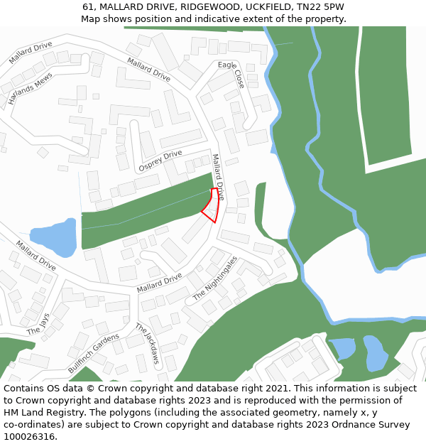 61, MALLARD DRIVE, RIDGEWOOD, UCKFIELD, TN22 5PW: Location map and indicative extent of plot