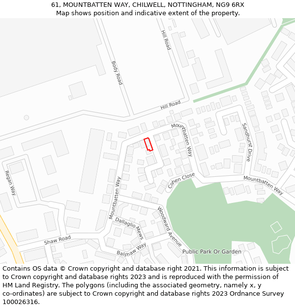 61, MOUNTBATTEN WAY, CHILWELL, NOTTINGHAM, NG9 6RX: Location map and indicative extent of plot