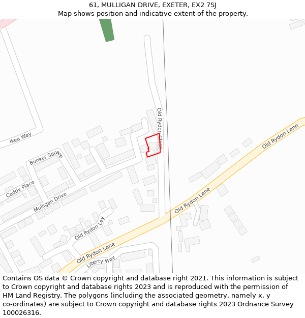 61, MULLIGAN DRIVE, EXETER, EX2 7SJ: Location map and indicative extent of plot