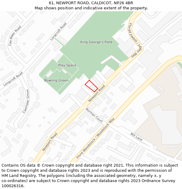 61, NEWPORT ROAD, CALDICOT, NP26 4BR: Location map and indicative extent of plot