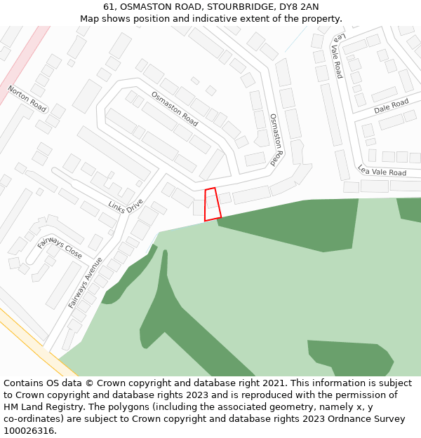 61, OSMASTON ROAD, STOURBRIDGE, DY8 2AN: Location map and indicative extent of plot
