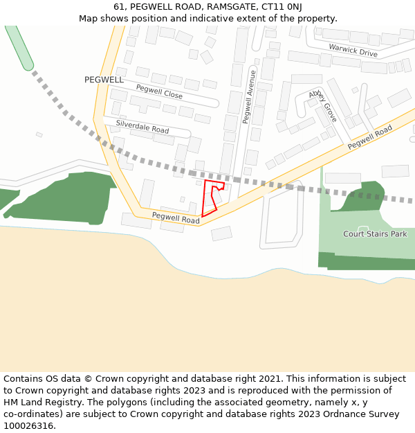 61, PEGWELL ROAD, RAMSGATE, CT11 0NJ: Location map and indicative extent of plot