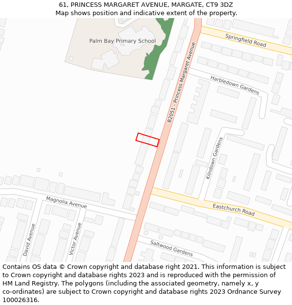 61, PRINCESS MARGARET AVENUE, MARGATE, CT9 3DZ: Location map and indicative extent of plot