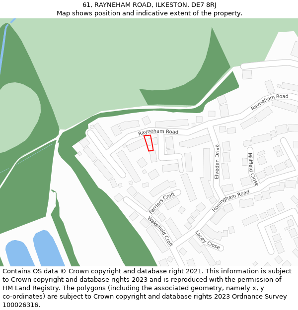 61, RAYNEHAM ROAD, ILKESTON, DE7 8RJ: Location map and indicative extent of plot