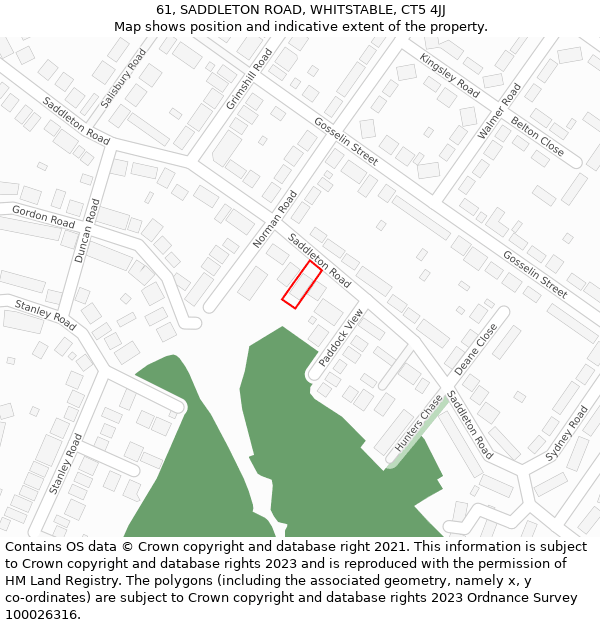 61, SADDLETON ROAD, WHITSTABLE, CT5 4JJ: Location map and indicative extent of plot