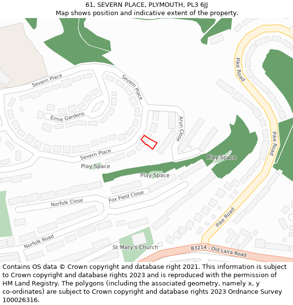 61, SEVERN PLACE, PLYMOUTH, PL3 6JJ: Location map and indicative extent of plot