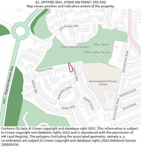 61, SPITFIRE WAY, STOKE-ON-TRENT, ST6 5XQ: Location map and indicative extent of plot