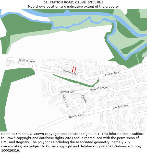 61, STATION ROAD, CALNE, SN11 0HB: Location map and indicative extent of plot