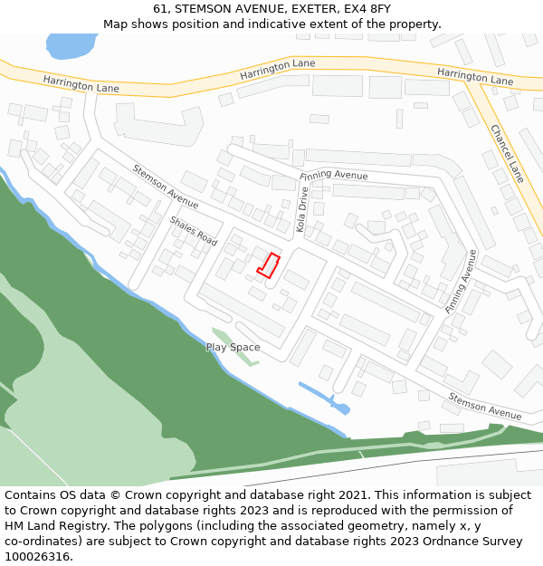 61, STEMSON AVENUE, EXETER, EX4 8FY: Location map and indicative extent of plot