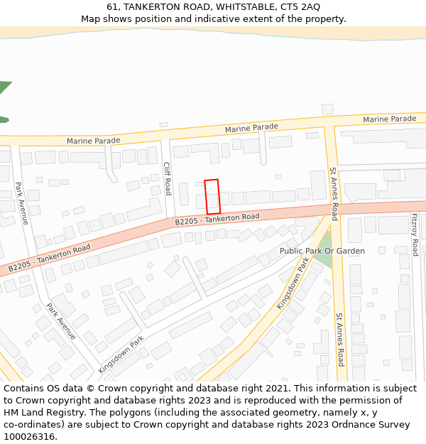 61, TANKERTON ROAD, WHITSTABLE, CT5 2AQ: Location map and indicative extent of plot