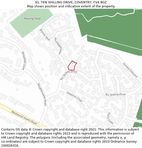 61, TEN SHILLING DRIVE, COVENTRY, CV4 8GZ: Location map and indicative extent of plot