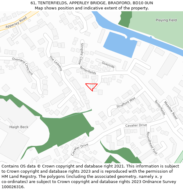 61, TENTERFIELDS, APPERLEY BRIDGE, BRADFORD, BD10 0UN: Location map and indicative extent of plot
