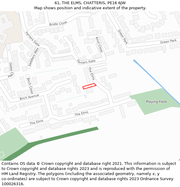 61, THE ELMS, CHATTERIS, PE16 6JW: Location map and indicative extent of plot