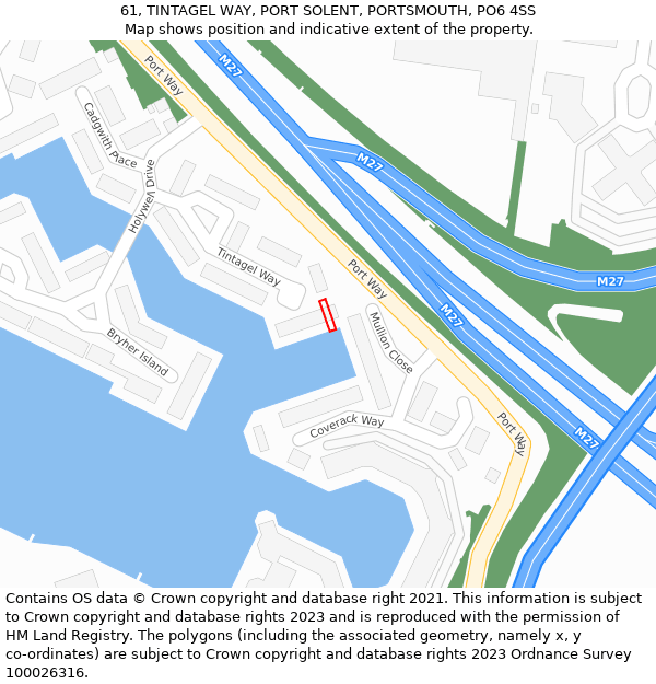 61, TINTAGEL WAY, PORT SOLENT, PORTSMOUTH, PO6 4SS: Location map and indicative extent of plot