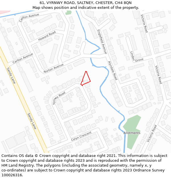 61, VYRNWY ROAD, SALTNEY, CHESTER, CH4 8QN: Location map and indicative extent of plot