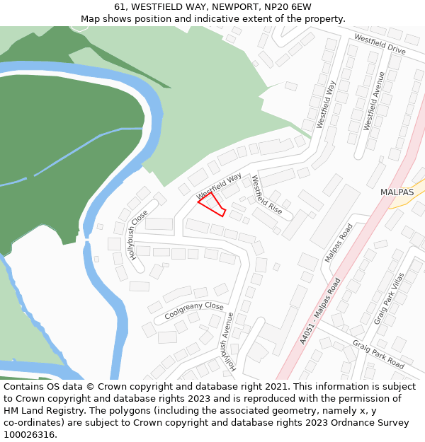 61, WESTFIELD WAY, NEWPORT, NP20 6EW: Location map and indicative extent of plot