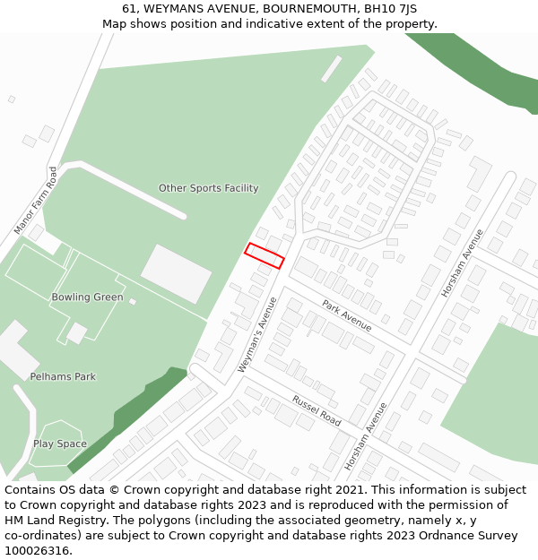 61, WEYMANS AVENUE, BOURNEMOUTH, BH10 7JS: Location map and indicative extent of plot