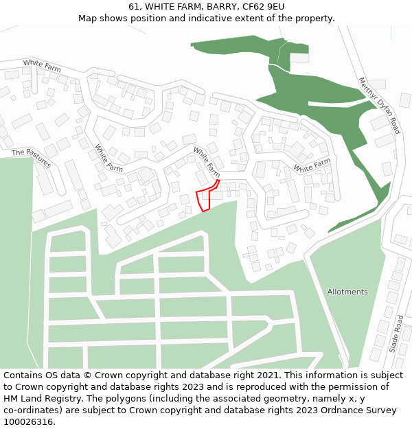 61, WHITE FARM, BARRY, CF62 9EU: Location map and indicative extent of plot