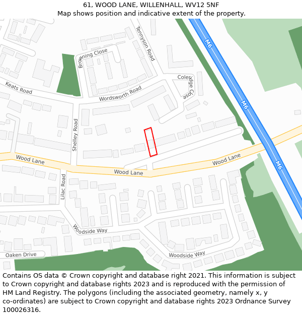 61, WOOD LANE, WILLENHALL, WV12 5NF: Location map and indicative extent of plot