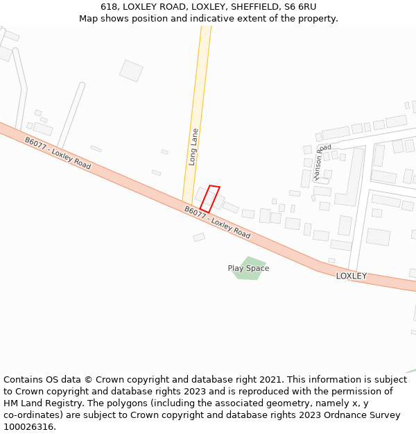 618, LOXLEY ROAD, LOXLEY, SHEFFIELD, S6 6RU: Location map and indicative extent of plot