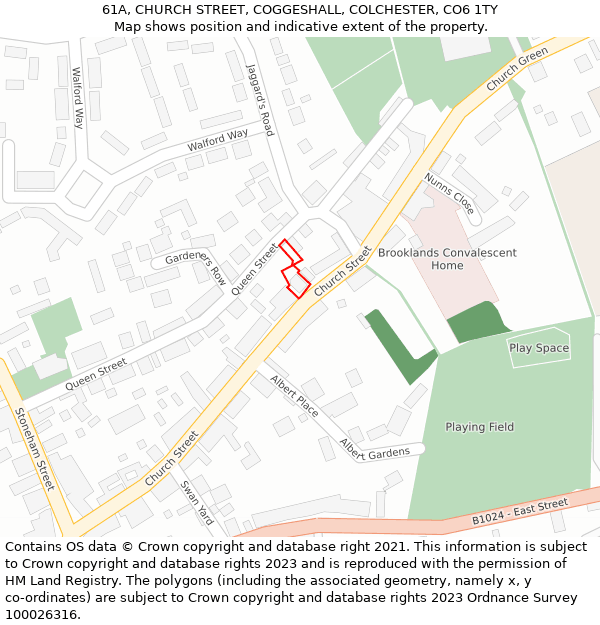 61A, CHURCH STREET, COGGESHALL, COLCHESTER, CO6 1TY: Location map and indicative extent of plot