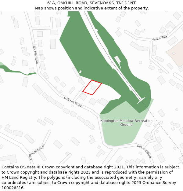 61A, OAKHILL ROAD, SEVENOAKS, TN13 1NT: Location map and indicative extent of plot