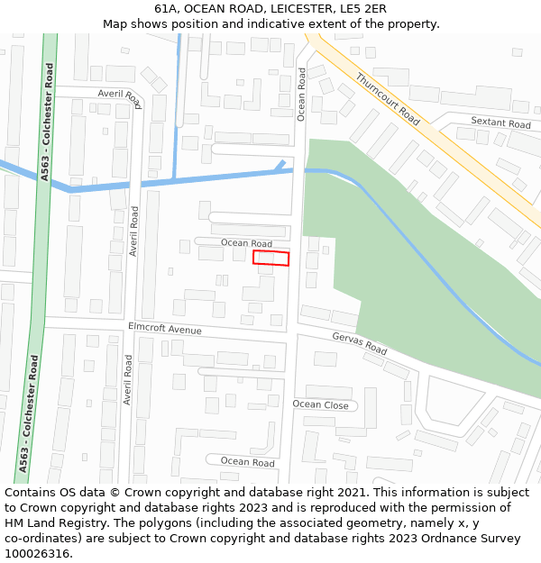 61A, OCEAN ROAD, LEICESTER, LE5 2ER: Location map and indicative extent of plot