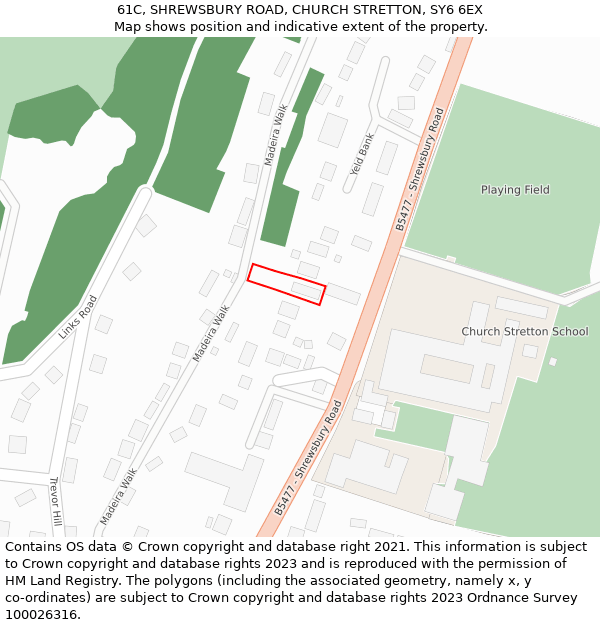 61C, SHREWSBURY ROAD, CHURCH STRETTON, SY6 6EX: Location map and indicative extent of plot