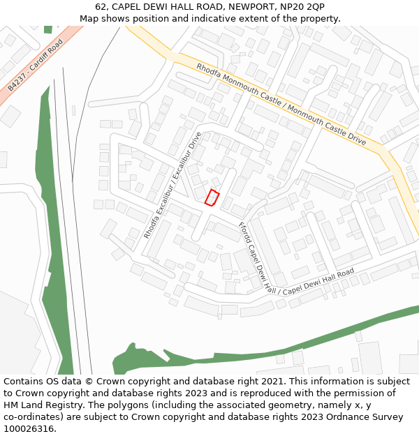 62, CAPEL DEWI HALL ROAD, NEWPORT, NP20 2QP: Location map and indicative extent of plot