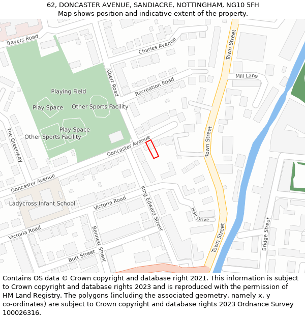 62, DONCASTER AVENUE, SANDIACRE, NOTTINGHAM, NG10 5FH: Location map and indicative extent of plot