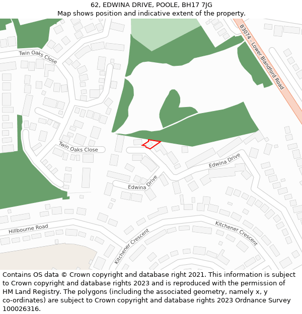 62, EDWINA DRIVE, POOLE, BH17 7JG: Location map and indicative extent of plot